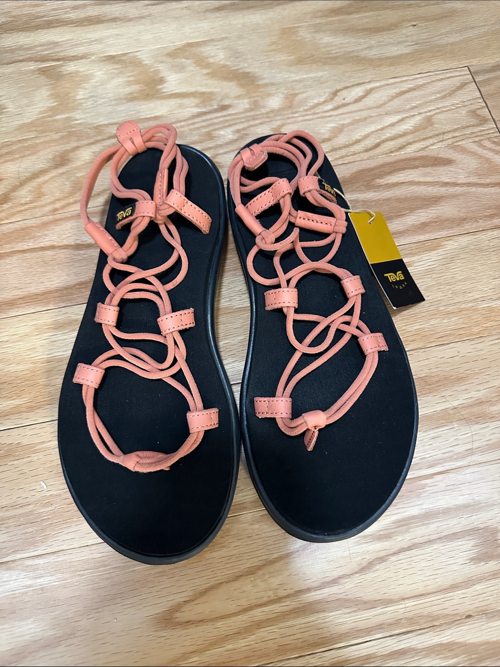 Teva Women’s Coral Strappy Lace-Up Sandals with Black Footbed